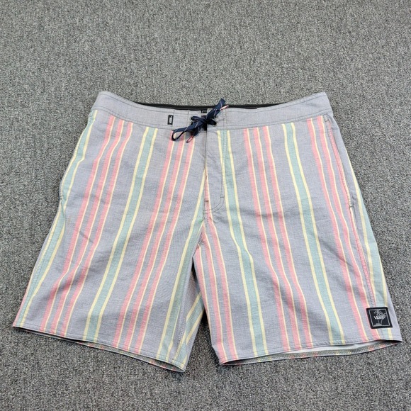 Vans Retro Striped Board Shorts 36 Multi Color Cotton Blend Surf Skate Trunks — photo 2